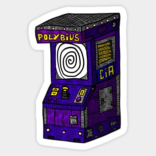 polybius, retro gaming myth. CIA cartoon. Sticker